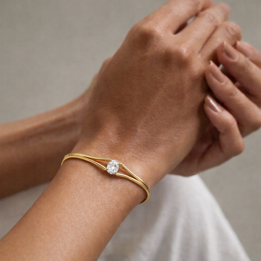 Oval-Cut Solitaire Bangle