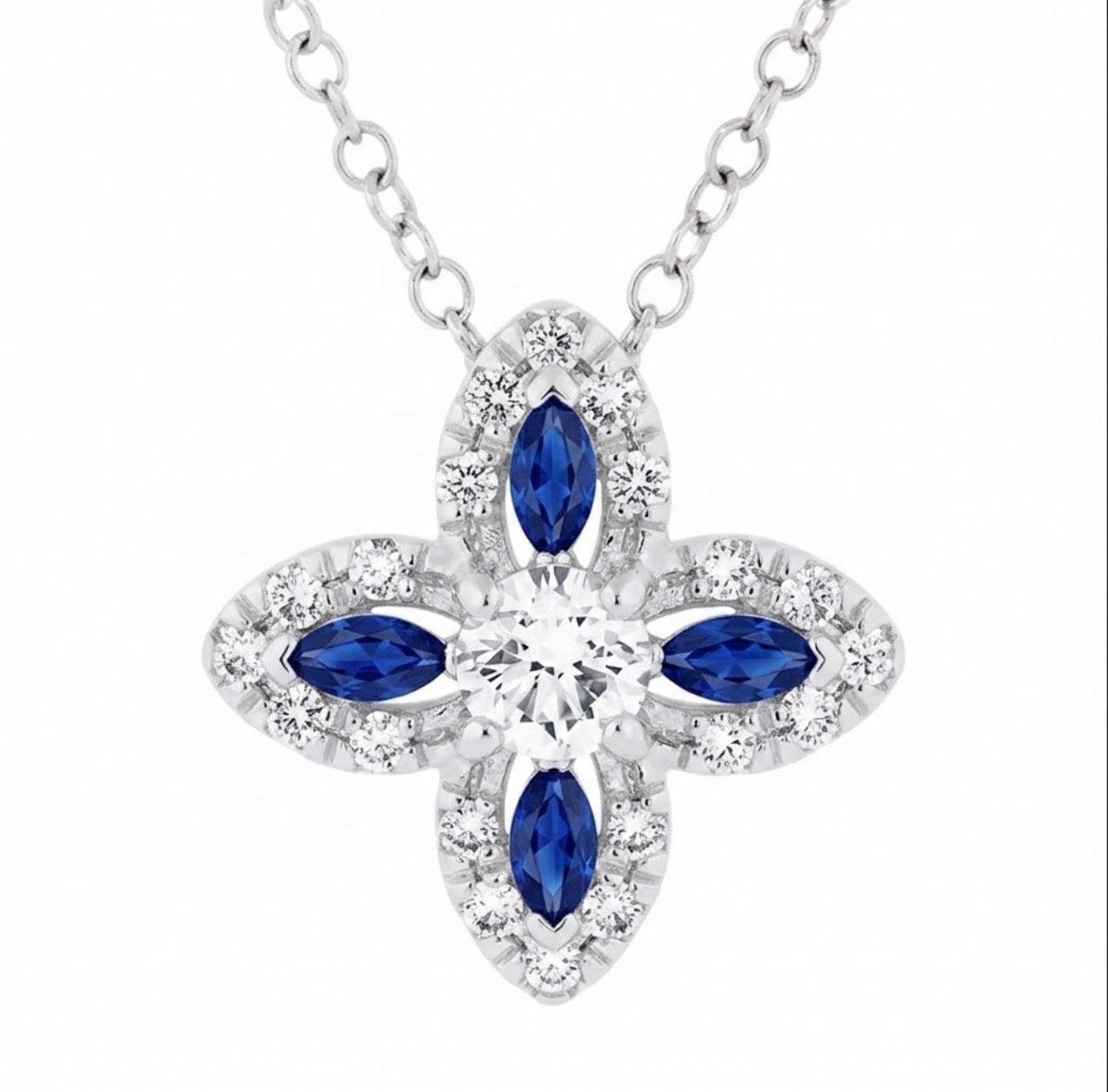 Flora Lumière Sapphire Halo Pendant