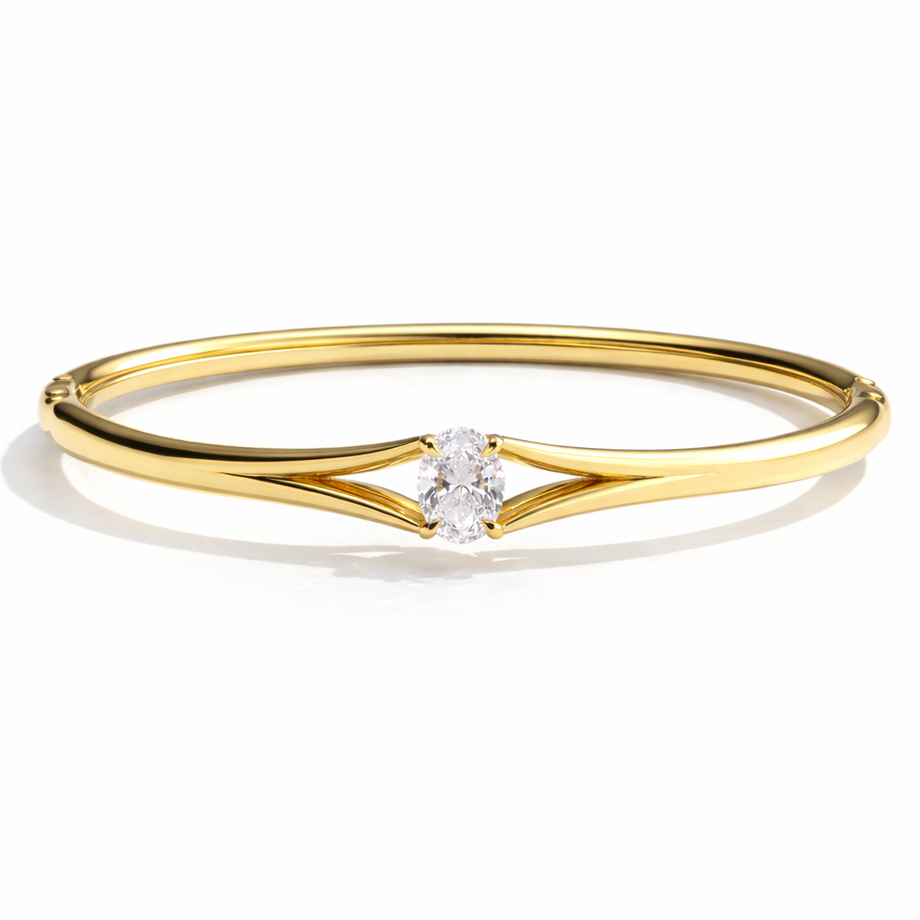 Oval-Cut Solitaire Bangle