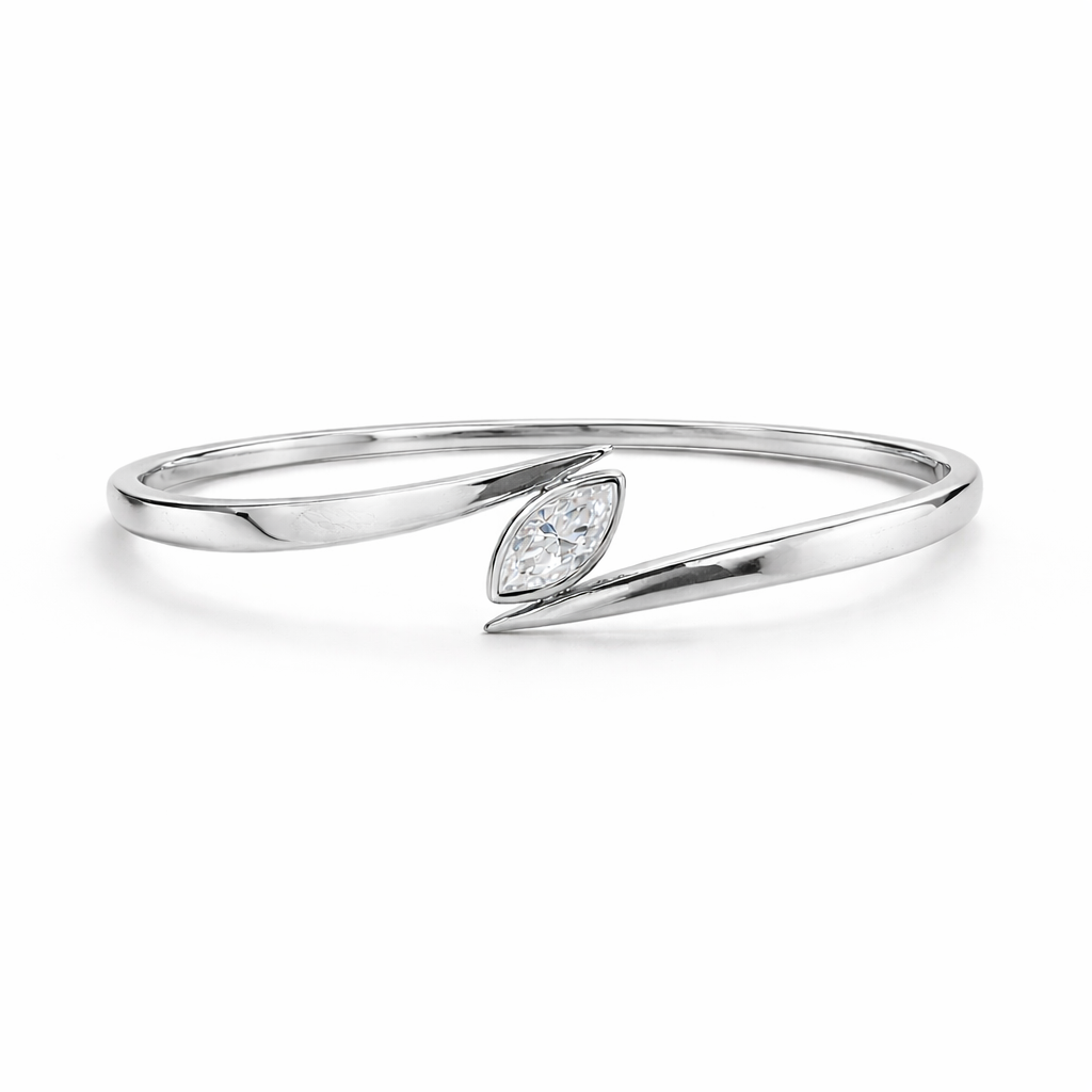 Marquise-Cut Bezel Open Bangle
