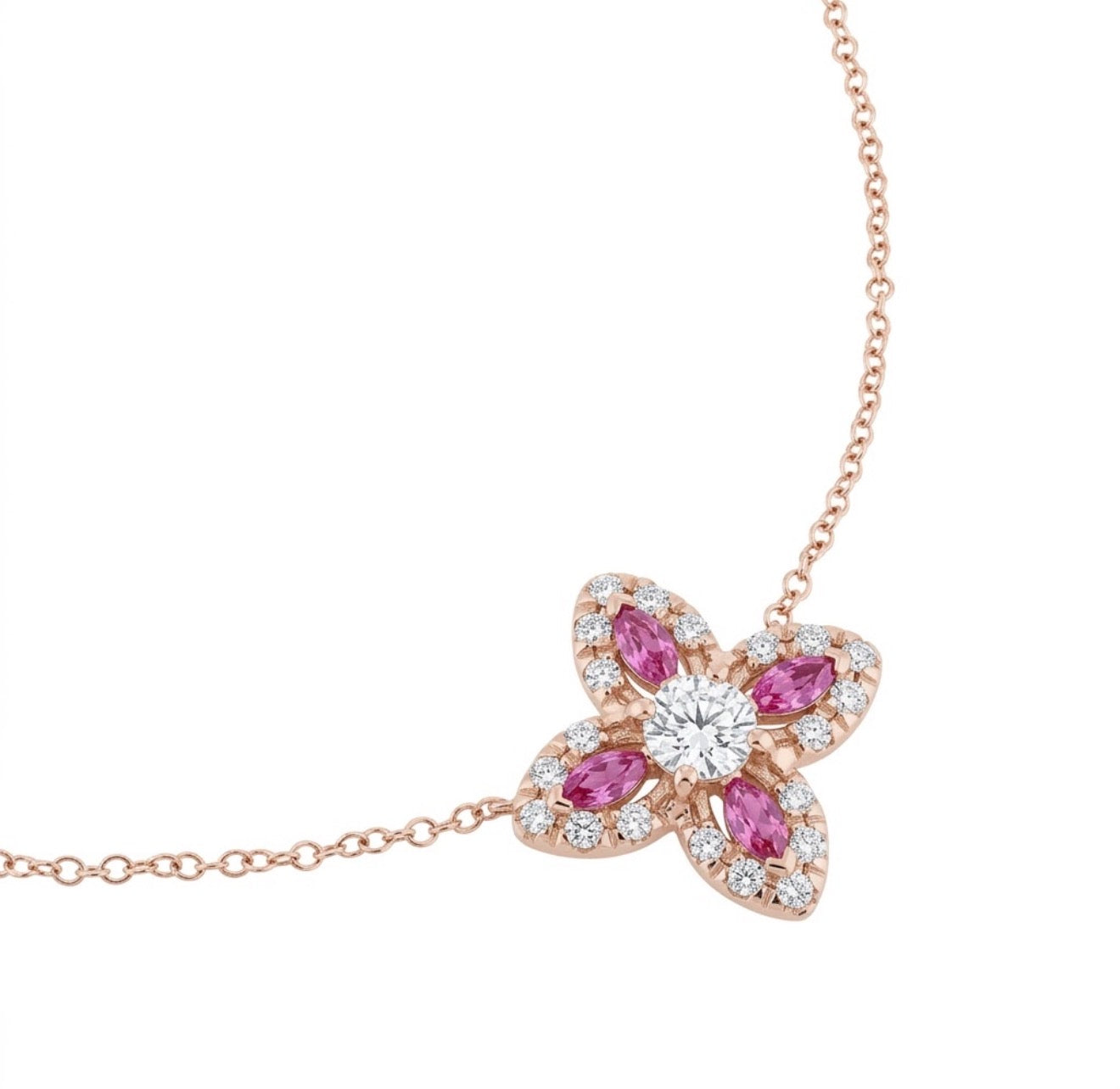 Flora Lumière Rose Gold Pink Sapphire Pendant