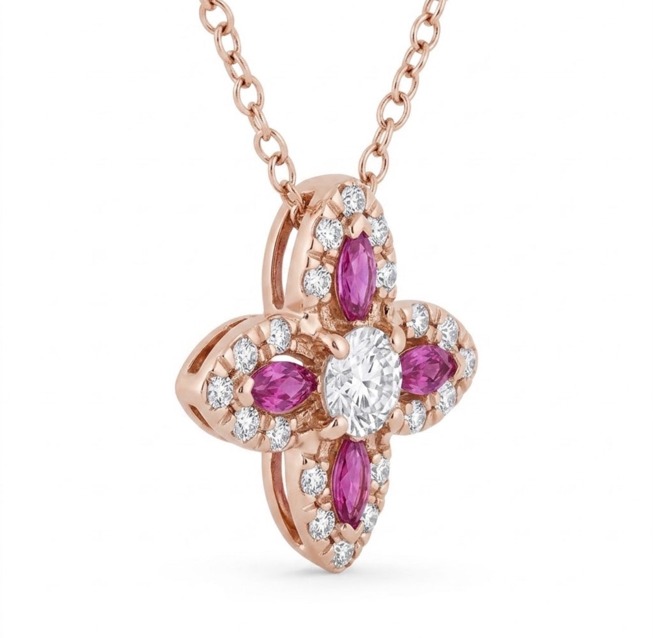 Flora Lumière Rose Gold Pink Sapphire Pendant