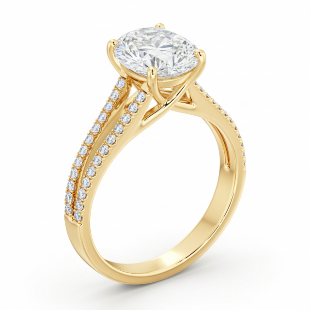 3.00 ct Oval Diamond Split Band Engagement Ring