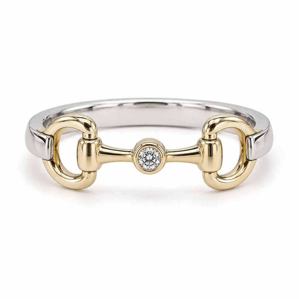 EQUESTRIAN COLLECTION: Mixed Metal Snaffle Ring With Central Bezel Diamond