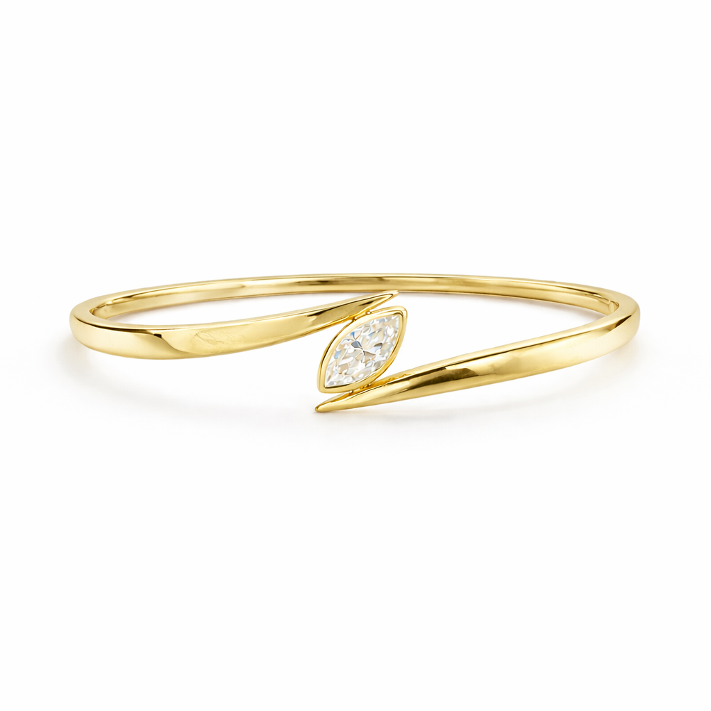 Marquise-Cut Bezel Open Bangle
