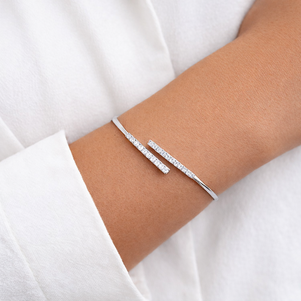 Pavé Open Cuff Overlap Bangle
