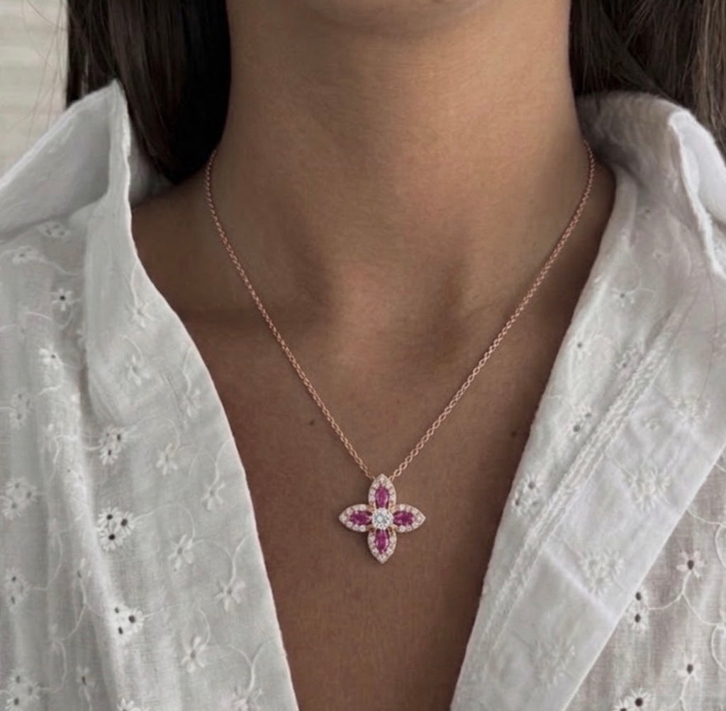 Flora Lumière Rose Gold Pink Sapphire Pendant