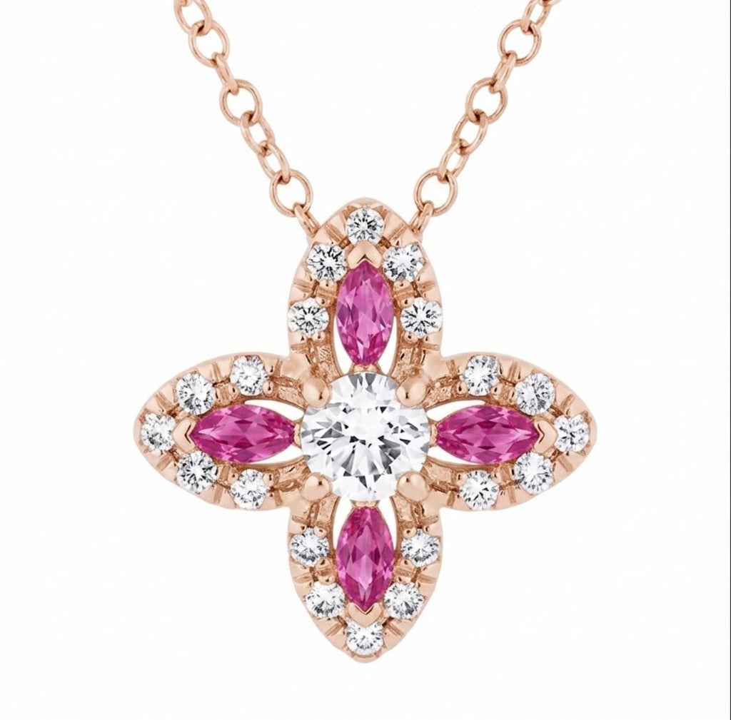 Flora Lumière Rose Gold Pink Sapphire Pendant