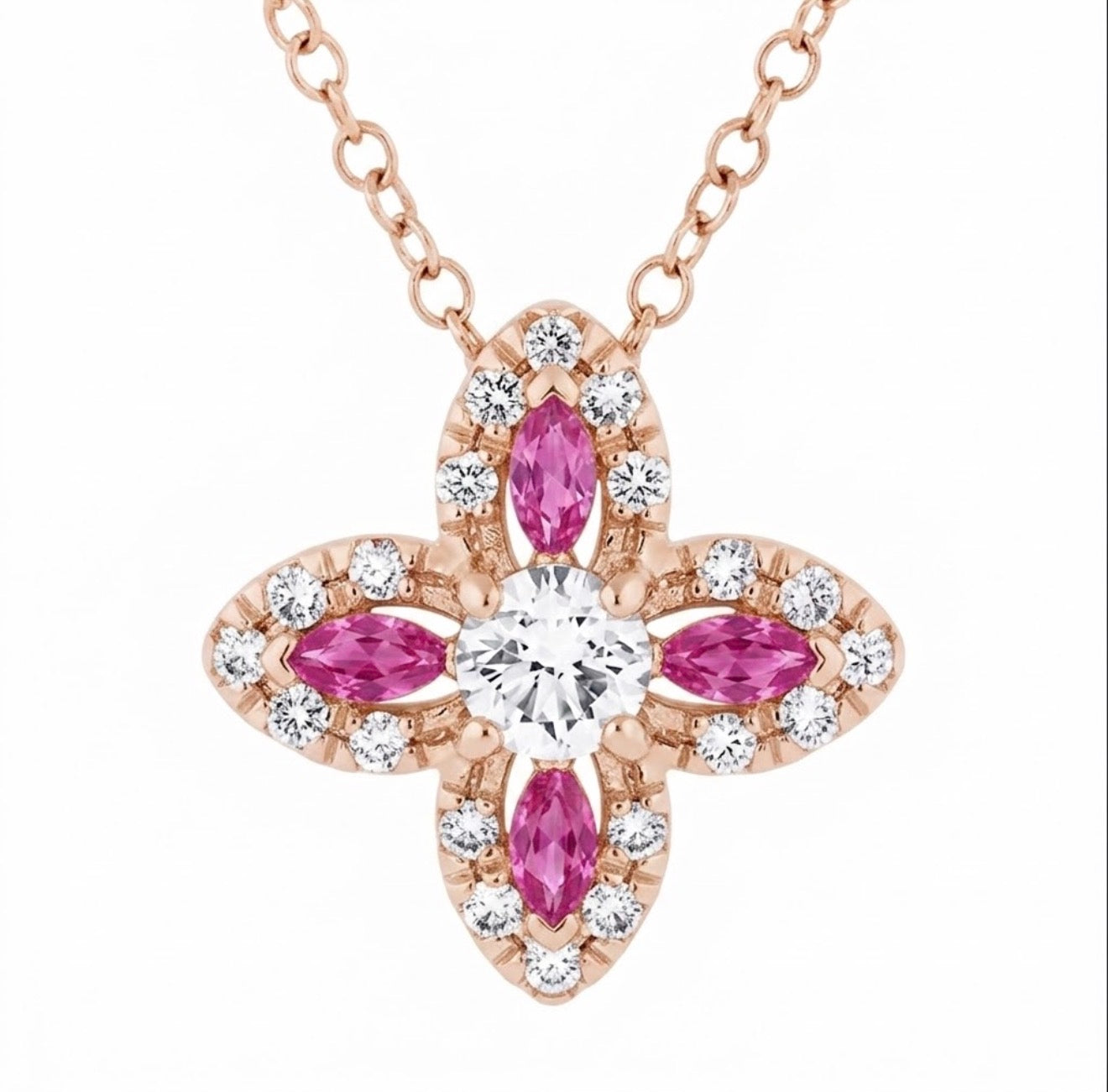 Flora Lumière Rose Gold Pink Sapphire Pendant