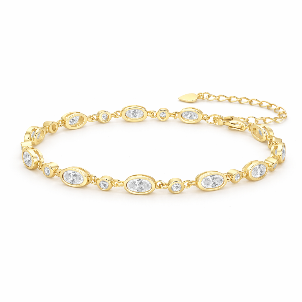 Round and Oval Bezel Set Bracelet