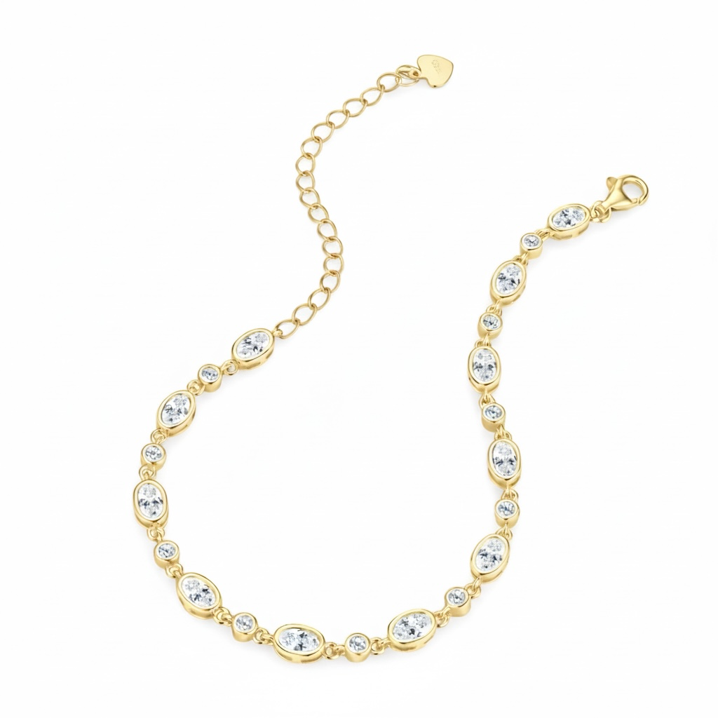 Round and Oval Bezel Set Bracelet