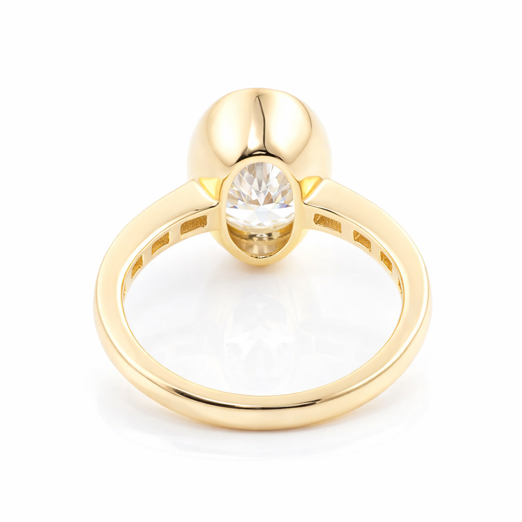 2.5ct Oval Bezel Setting Engagement Ring with Emerald Half Band