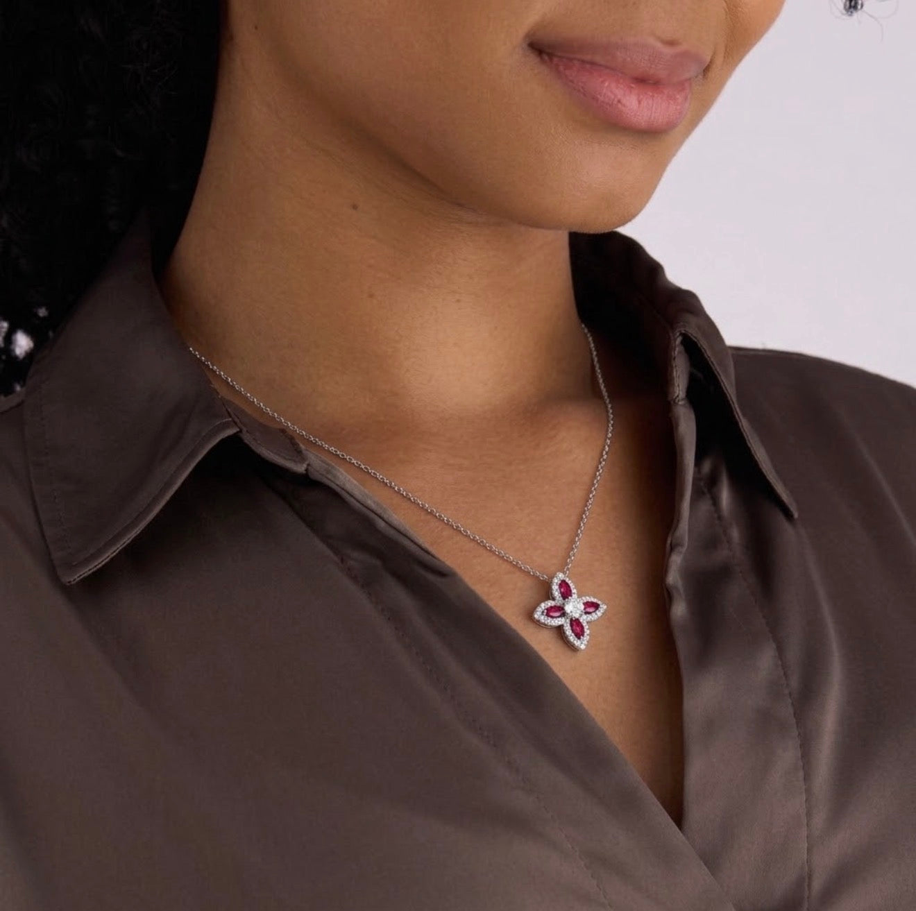 Flora Lumière Ruby Halo Pendant