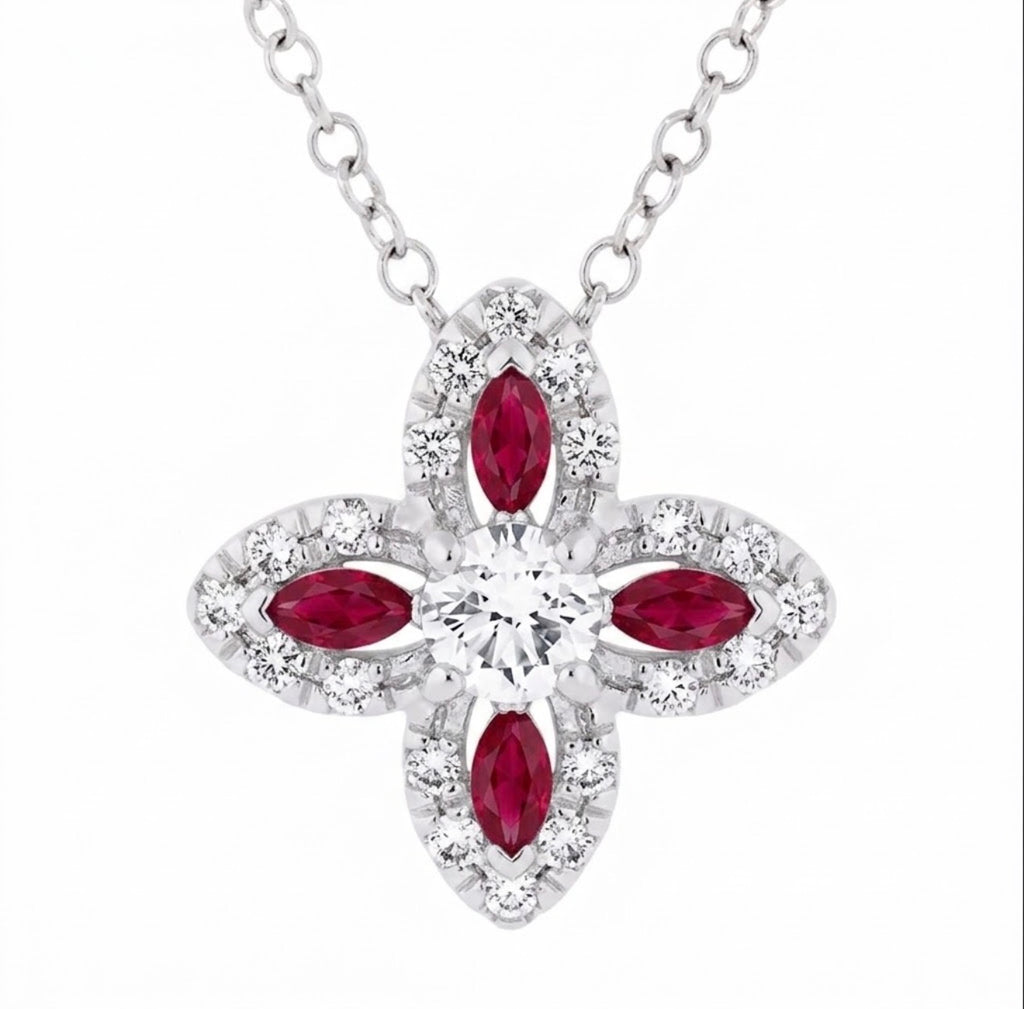 Flora Lumière Ruby Halo Pendant