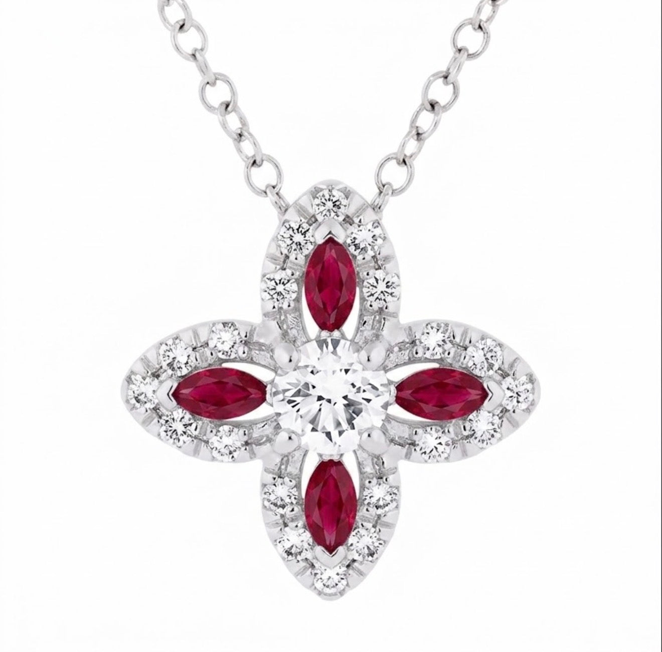 Flora Lumière Ruby Halo Pendant