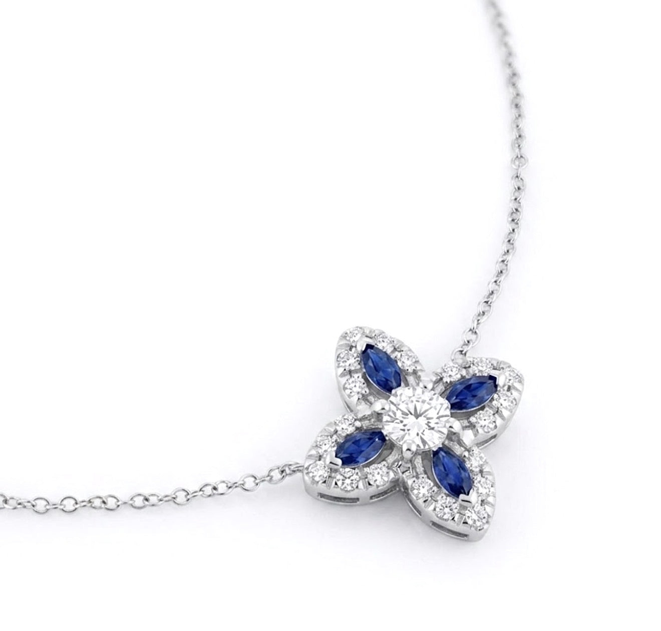 Flora Lumière Sapphire Halo Pendant
