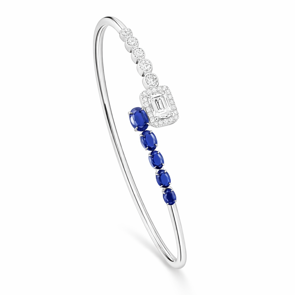 Celeste Blue Sapphire & Diamond Open Bridal Bracelet