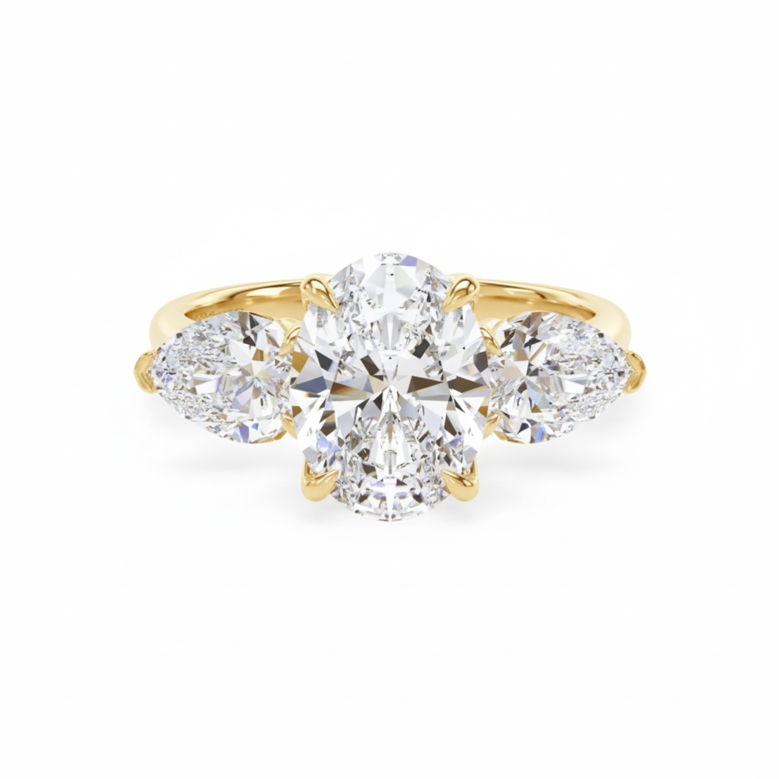 2.66cttw 3 Stone Oval and Pear Cut Engagement Ring