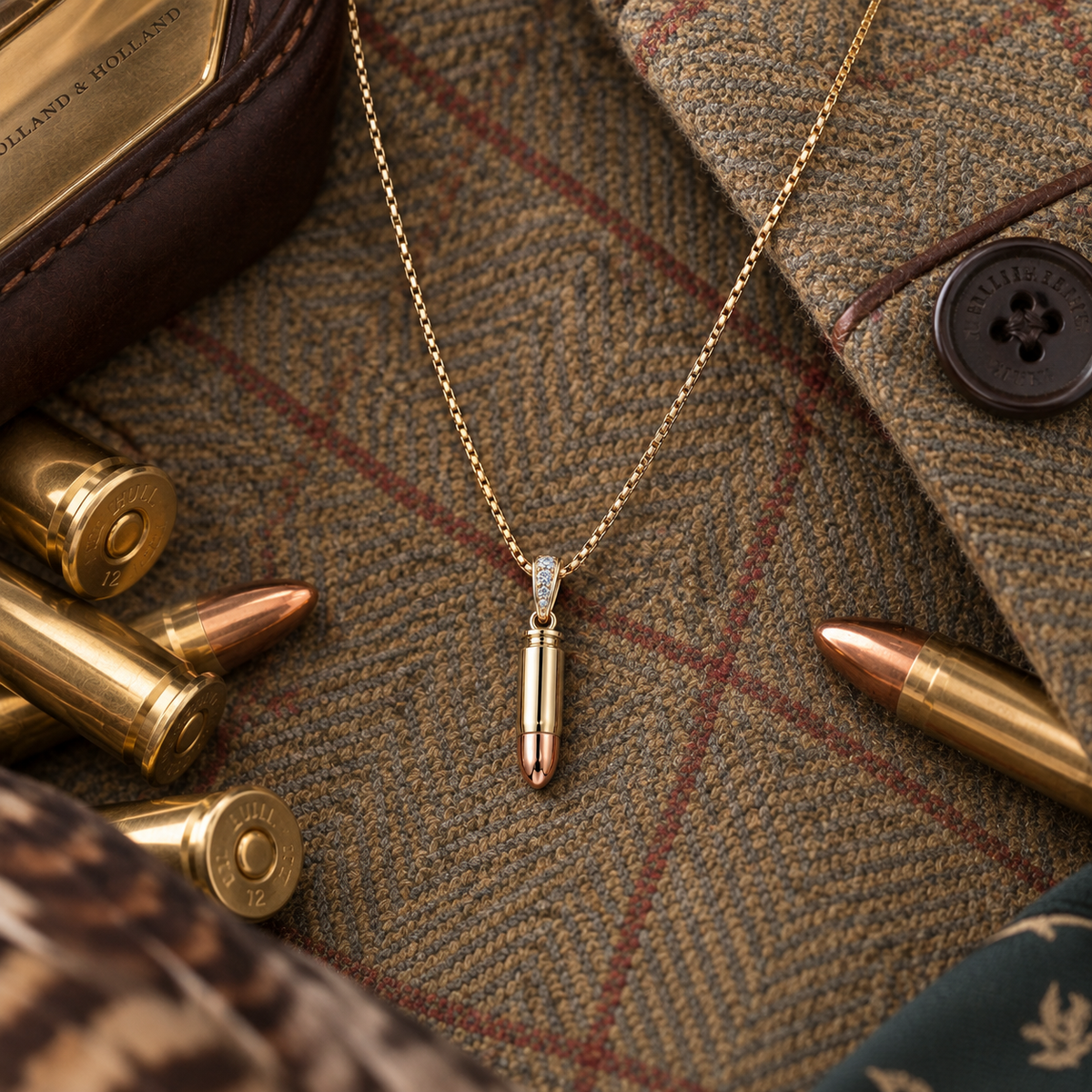 SHOTGUN COLLECTION: Bullet Pendant with diamond bale