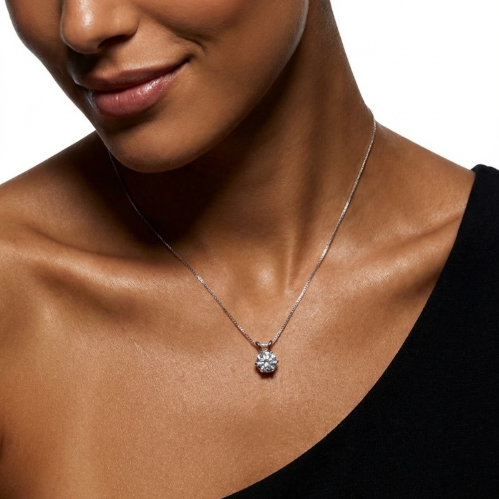 Split Bale Pendant Necklace, 6 Claw