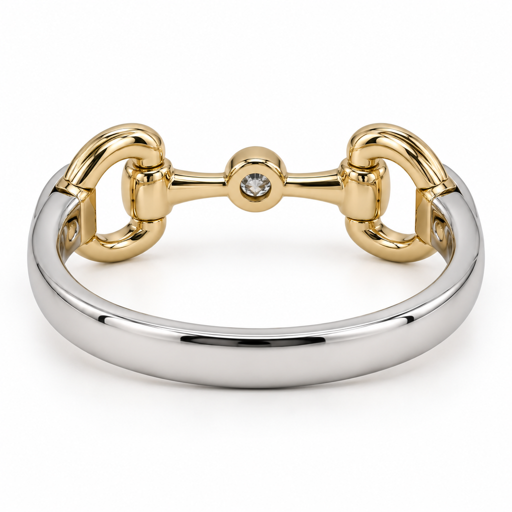 EQUESTRIAN COLLECTION: Mixed Metal Snaffle Ring With Central Bezel Diamond