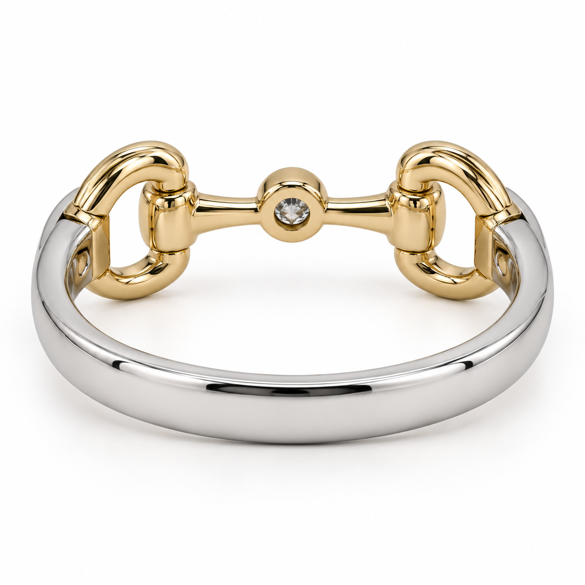 EQUESTRIAN COLLECTION: Mixed Metal Snaffle Ring With Central Bezel Diamond