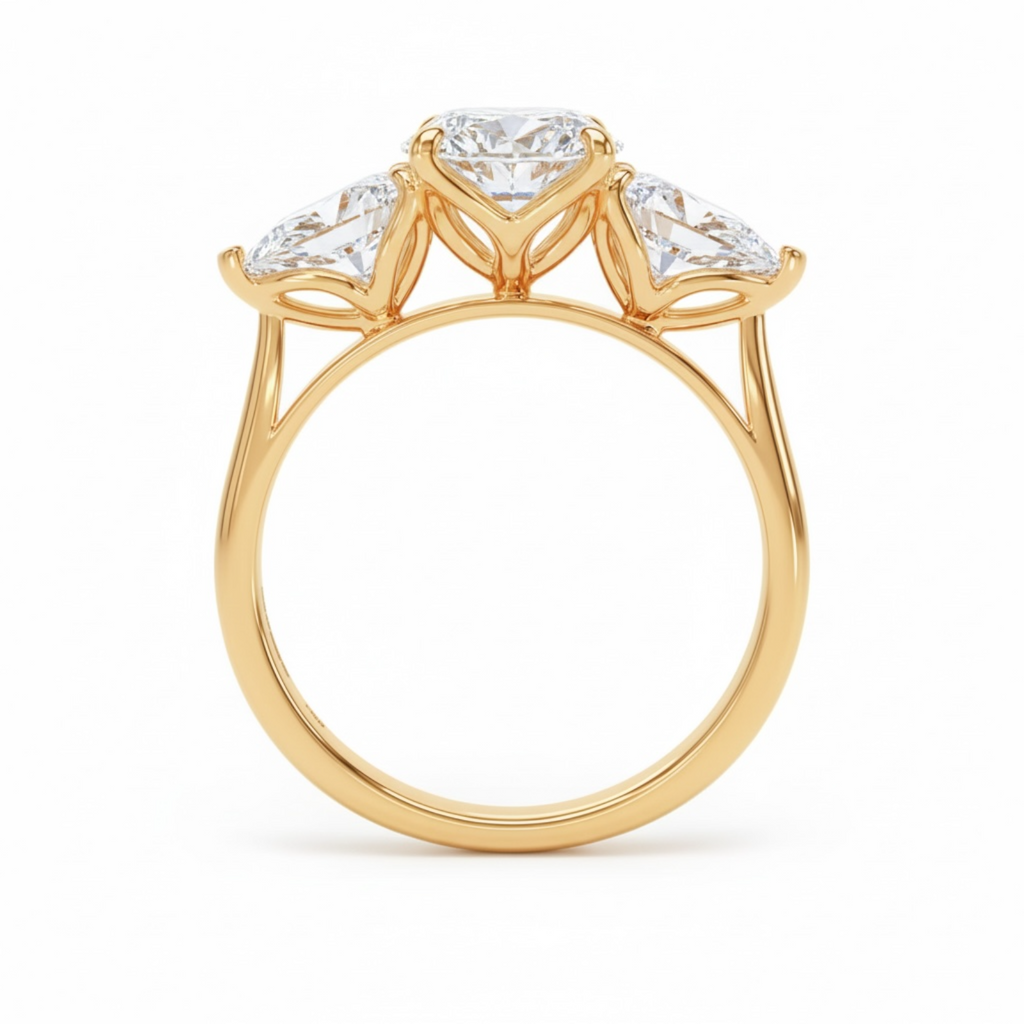 2.66cttw 3 Stone Oval and Pear Cut Engagement Ring