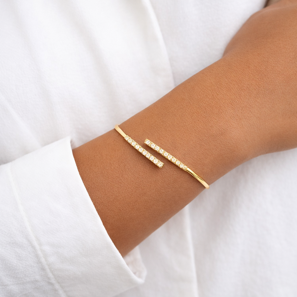 Pavé Open Cuff Overlap Bangle