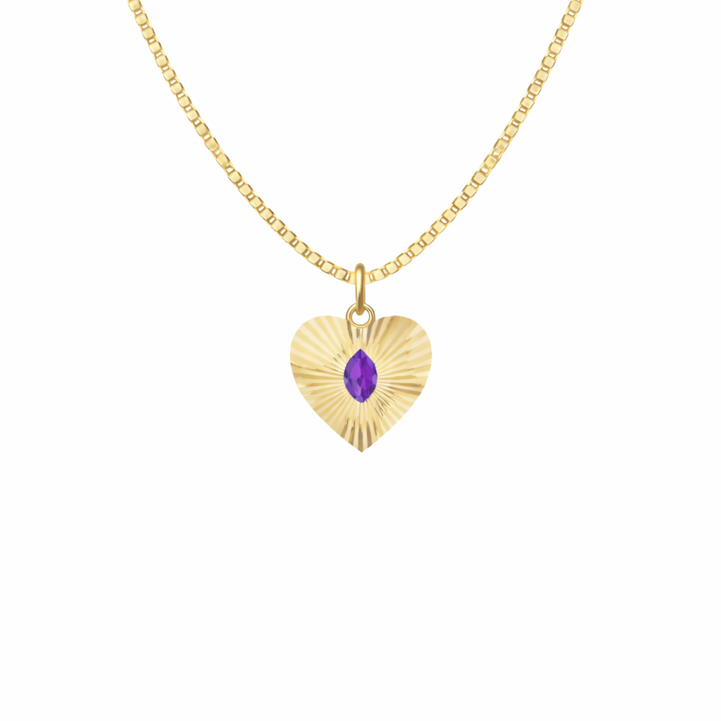 Birth Stone Heart Pendant Necklace