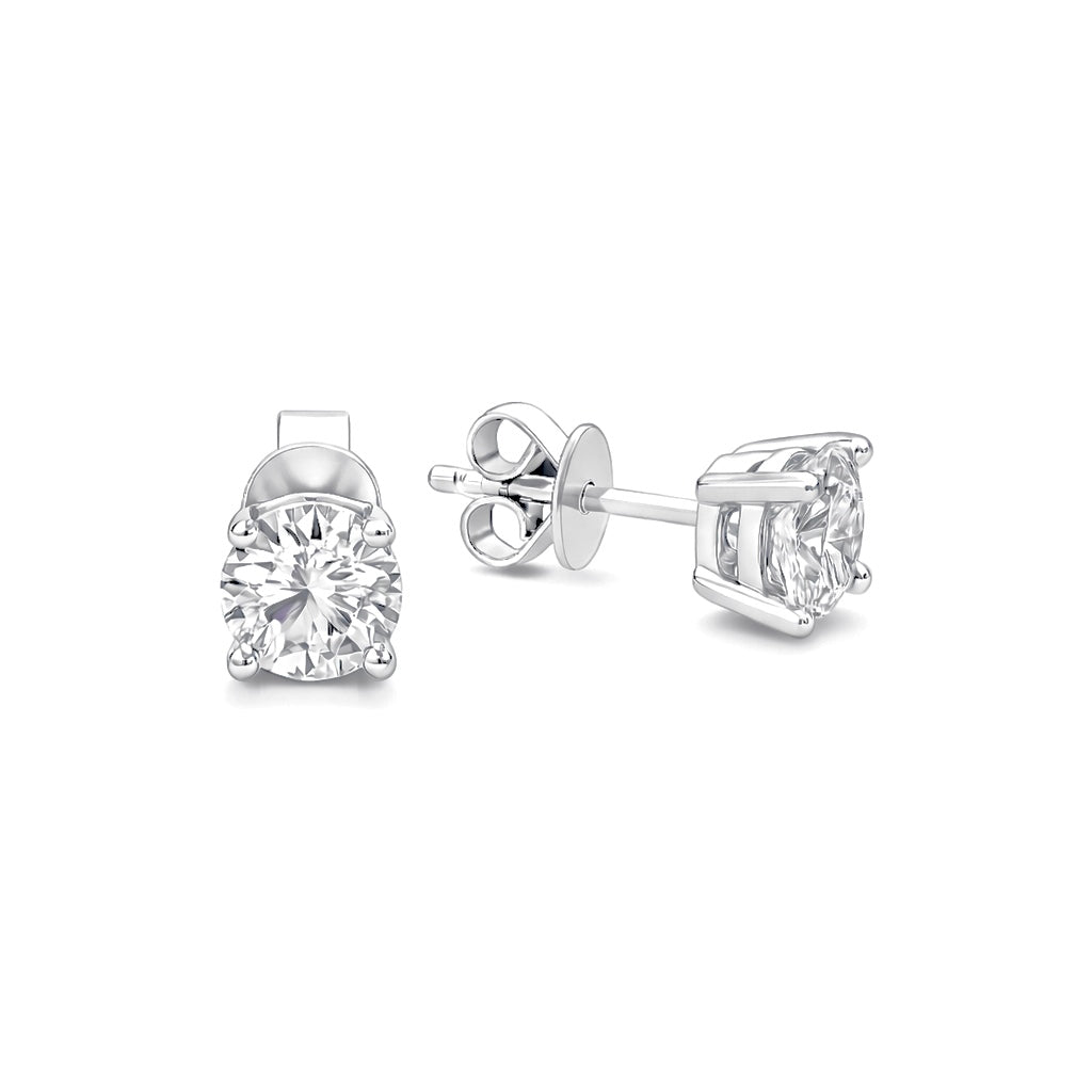 2ct Stud Earrings White Gold, 4 claw, (VVS1/D/Excellent)