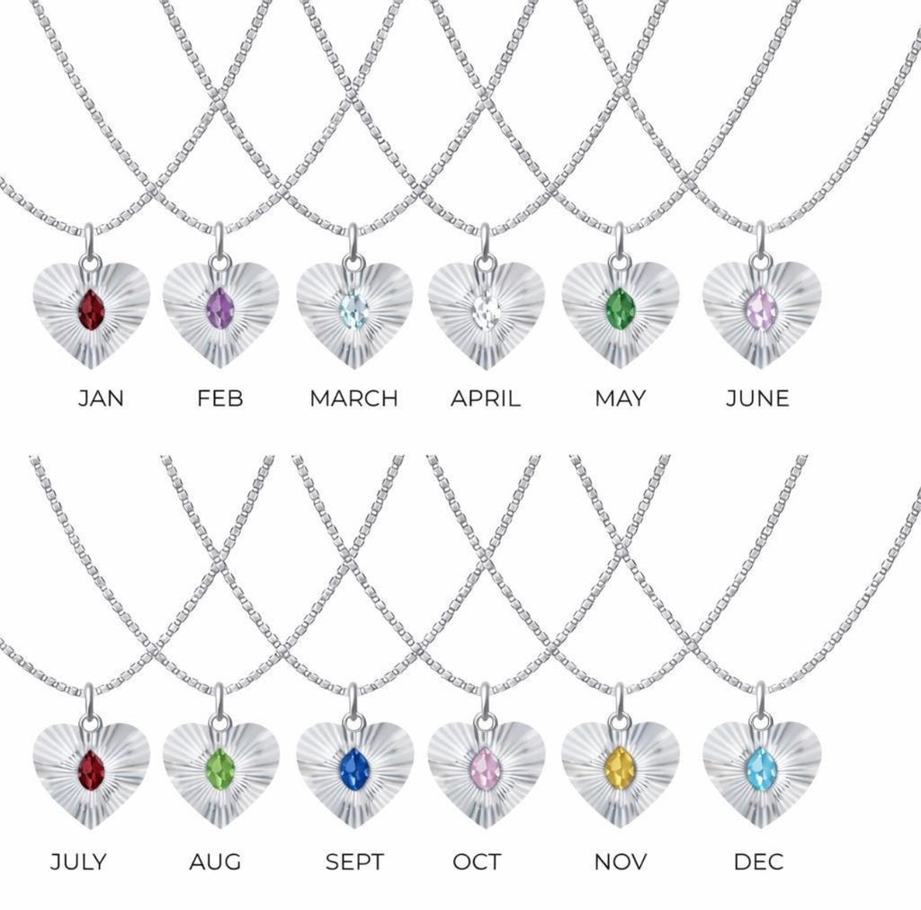Birth Stone Heart Pendant Necklace
