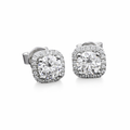 Cushion Shaped Earrings, White Gold