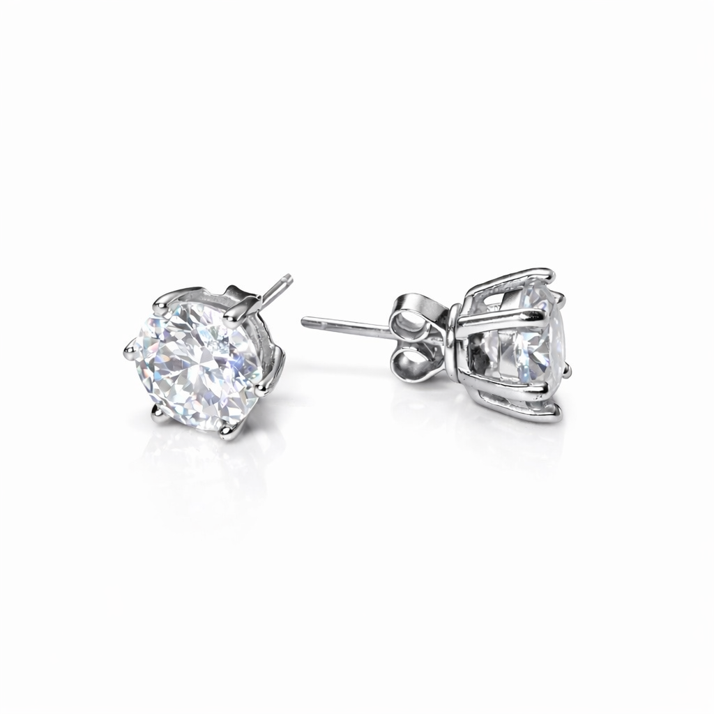 Stud Earrings, 6 Claw