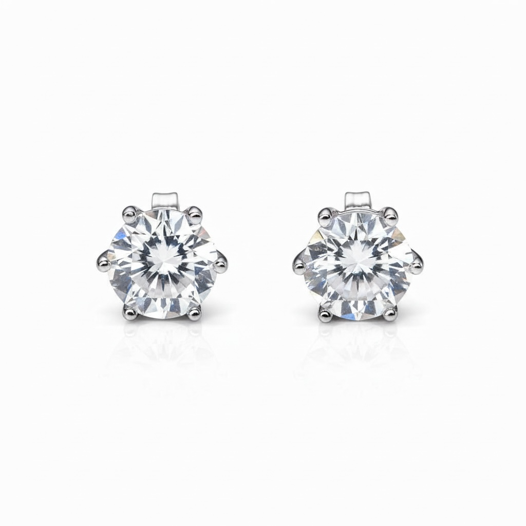 Stud Earrings, 6 Claw