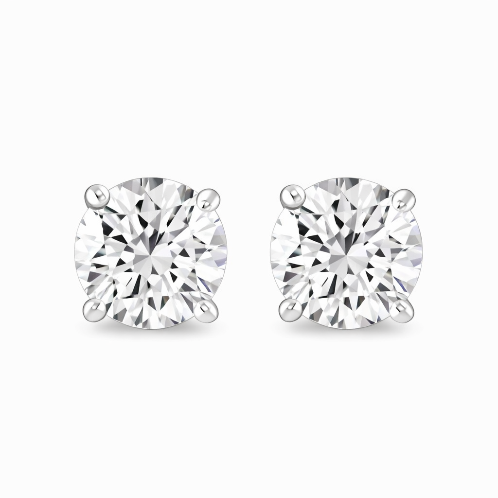 2ct Stud Earrings White Gold, 4 claw, (VVS1/D/Excellent)