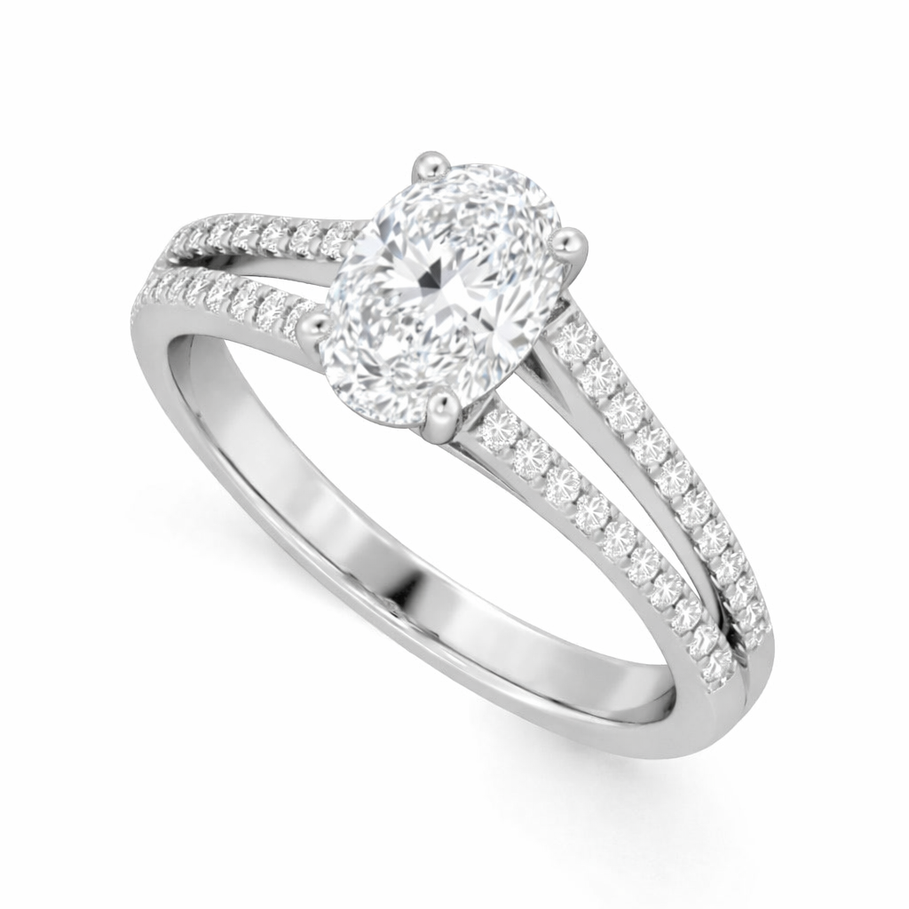 3.00 ct Oval Diamond Split Band Engagement Ring