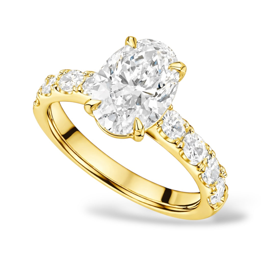 2.51 Oval Cut Engagement Ring with Half Stone Band