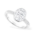 2.5ct Oval Bezel Setting Engagement Ring with Emerald Half Band