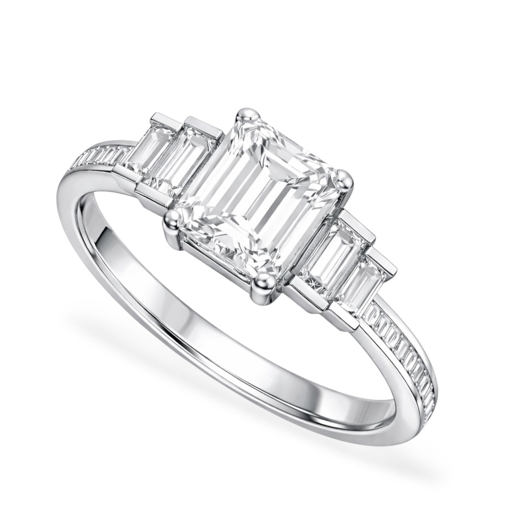 3.6ct Five Stone Emerald Cut