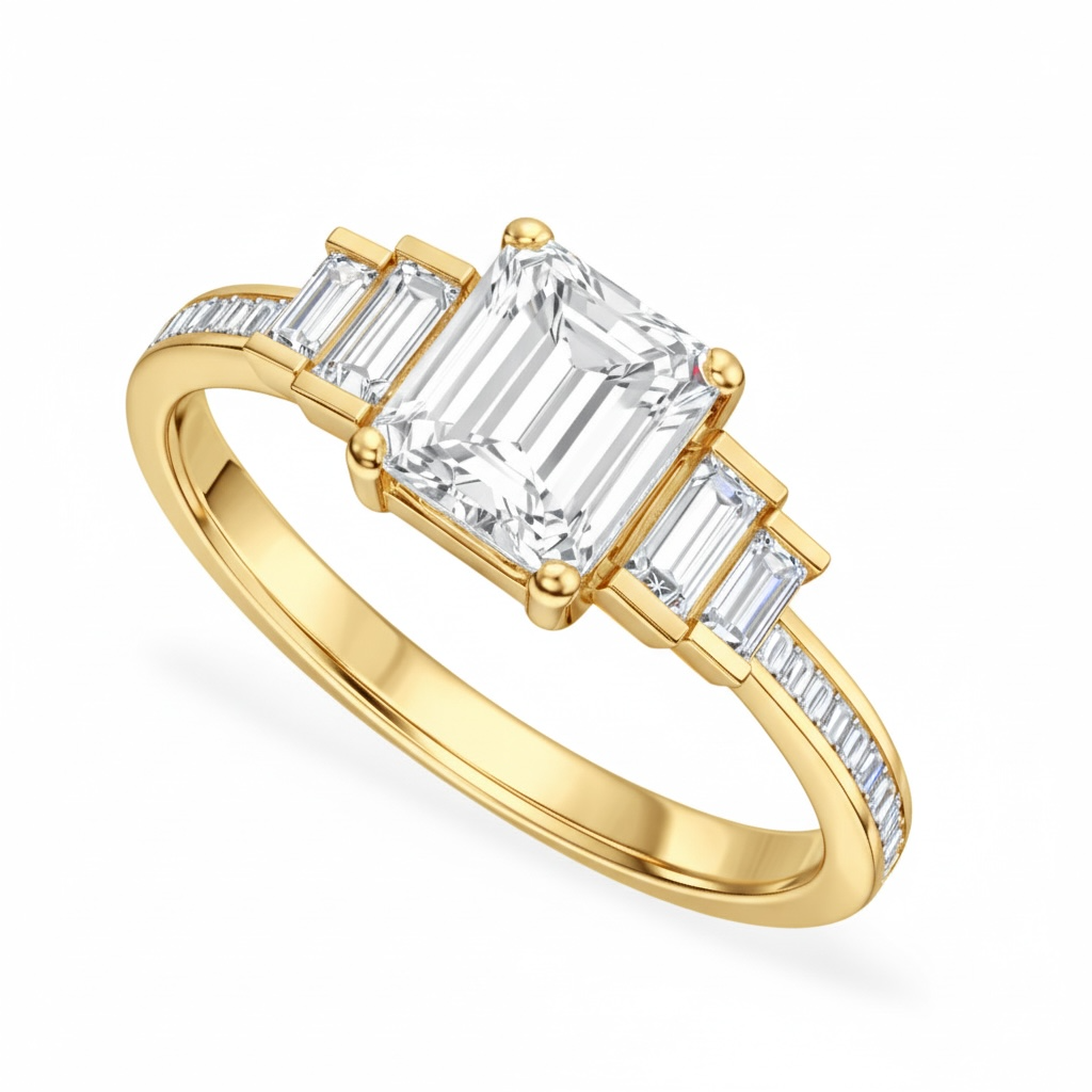 3.6ct Five Stone Emerald Cut
