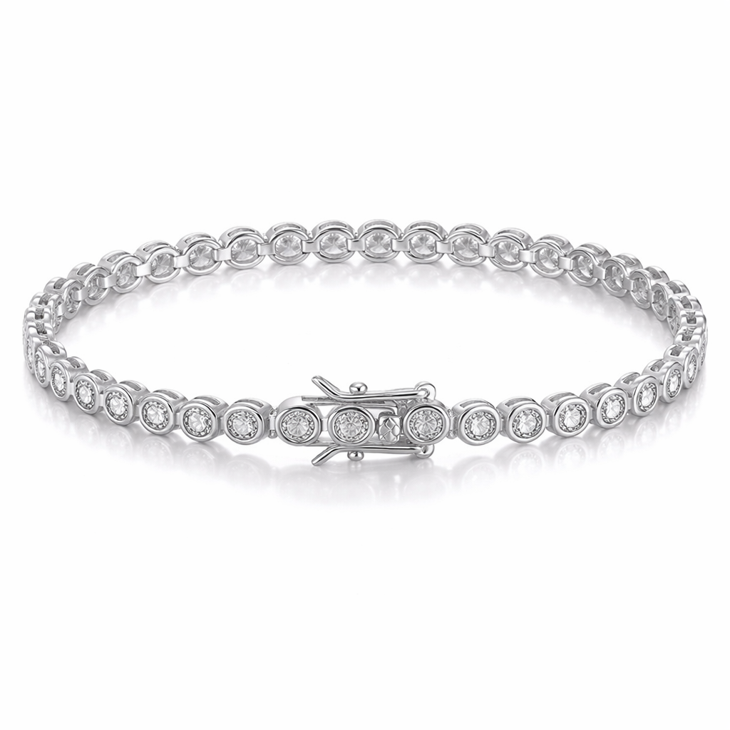 Round- Cut Bezel Tennis Bracelet