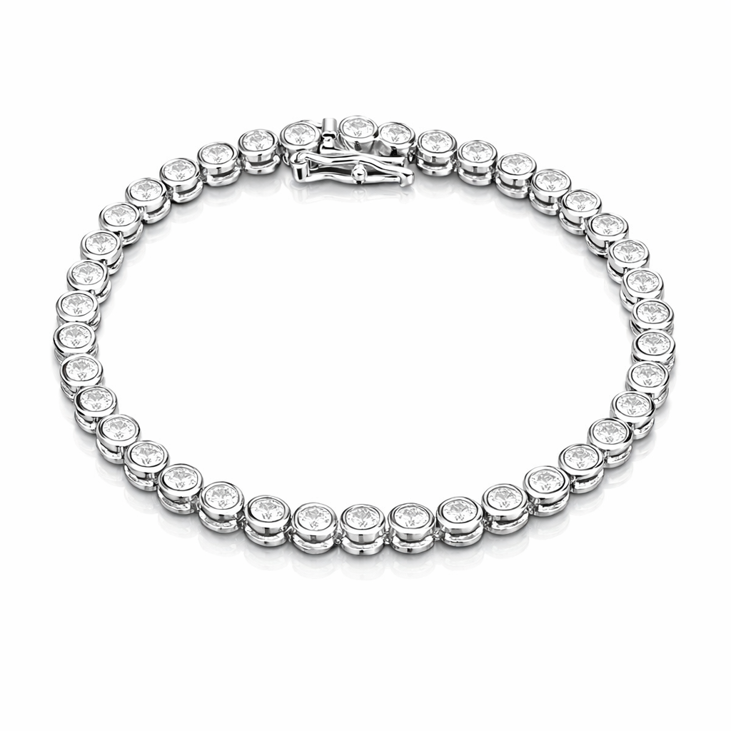 Round- Cut Bezel Tennis Bracelet