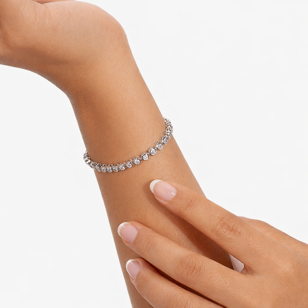 Round- Cut Bezel Tennis Bracelet