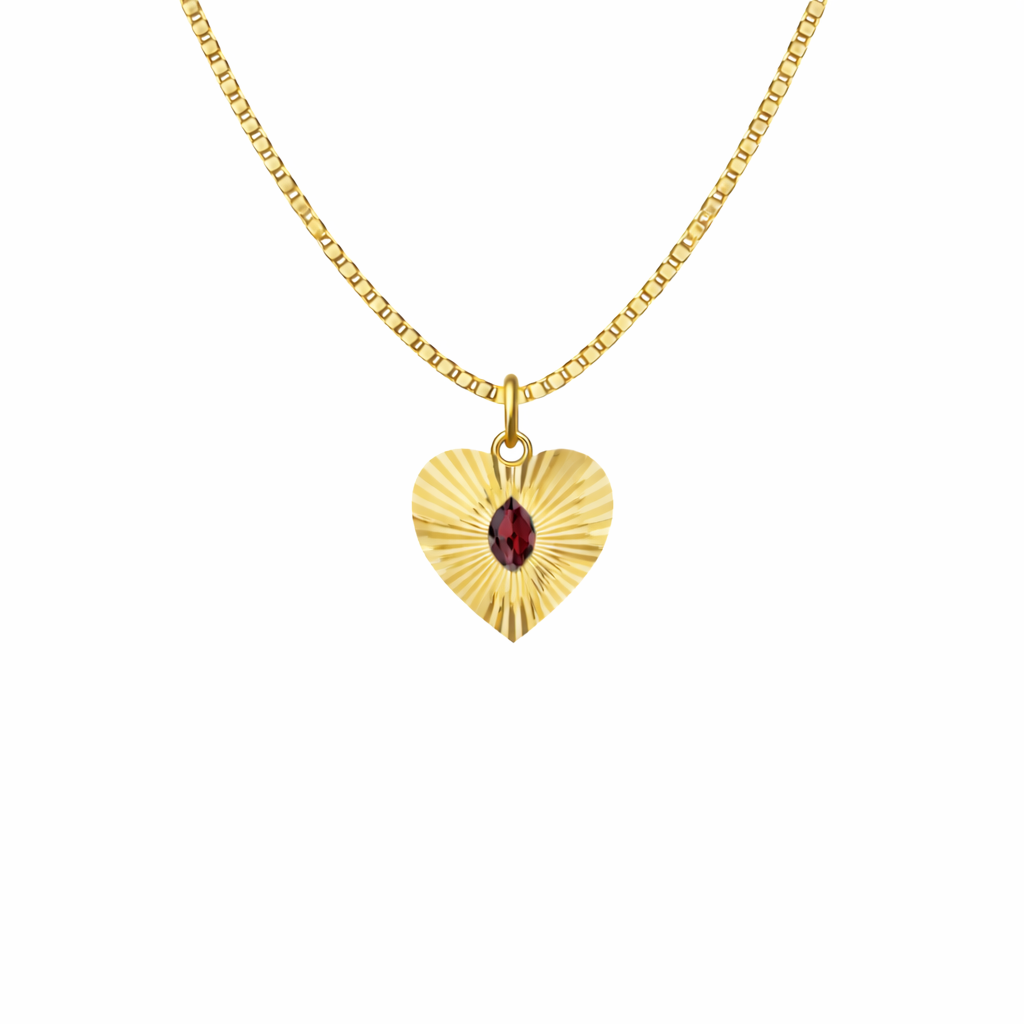 Birth Stone Heart Pendant Necklace
