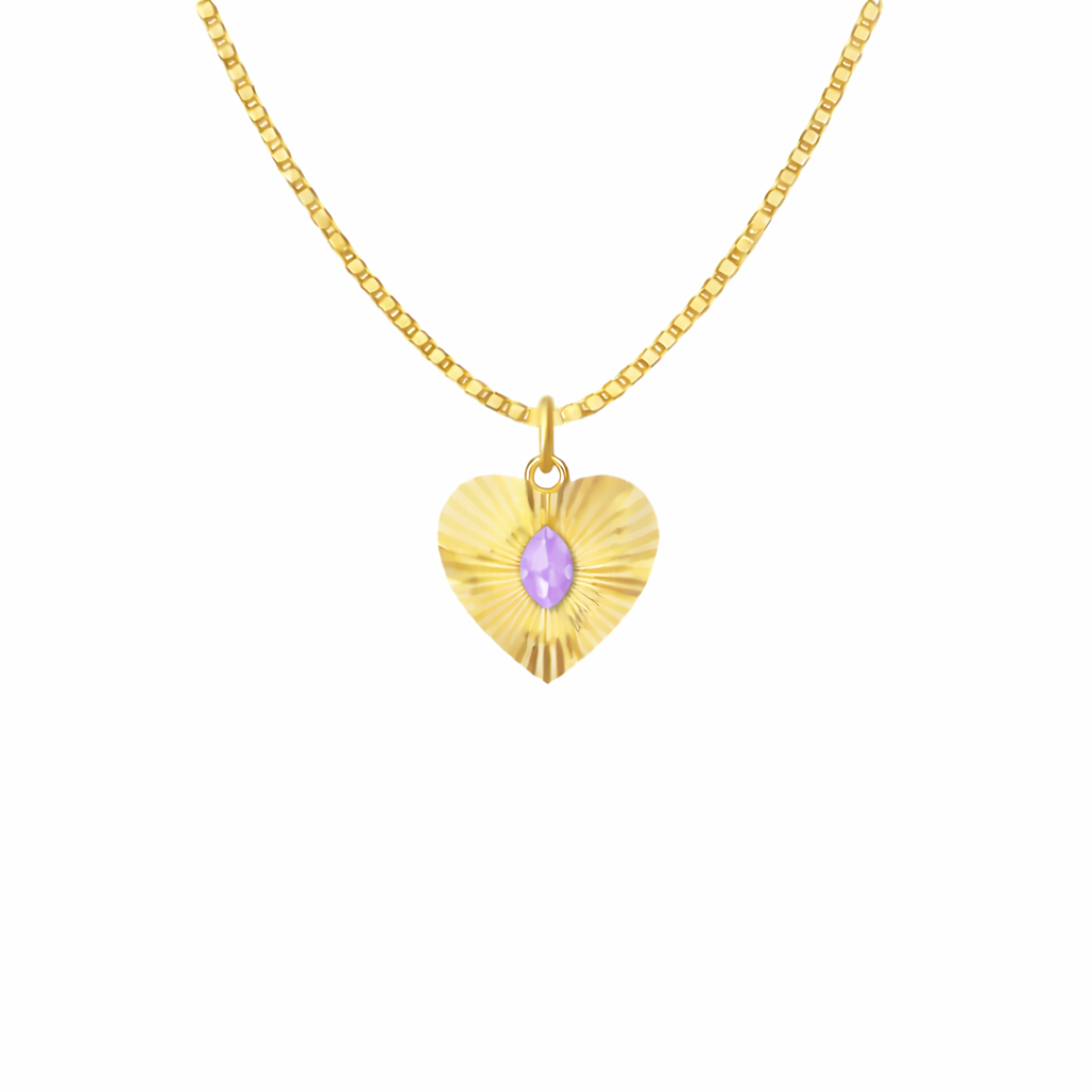Birth Stone Heart Pendant Necklace