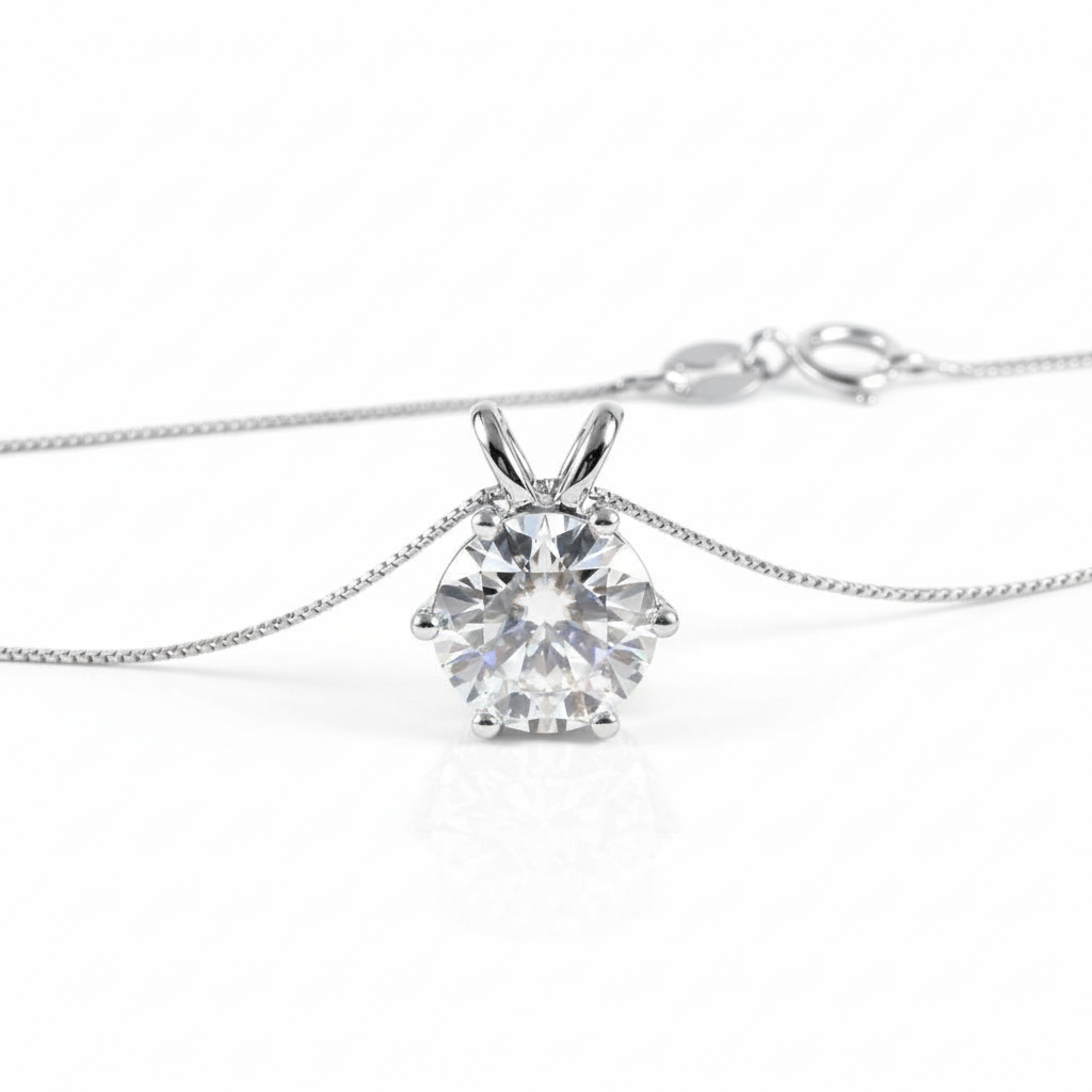 Split Bale Pendant Necklace, 6 Claw