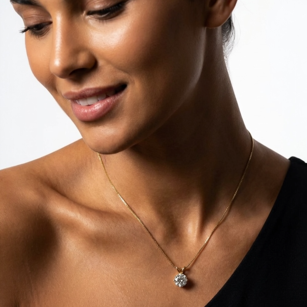 Split Bale Pendant Necklace, 6 Claw