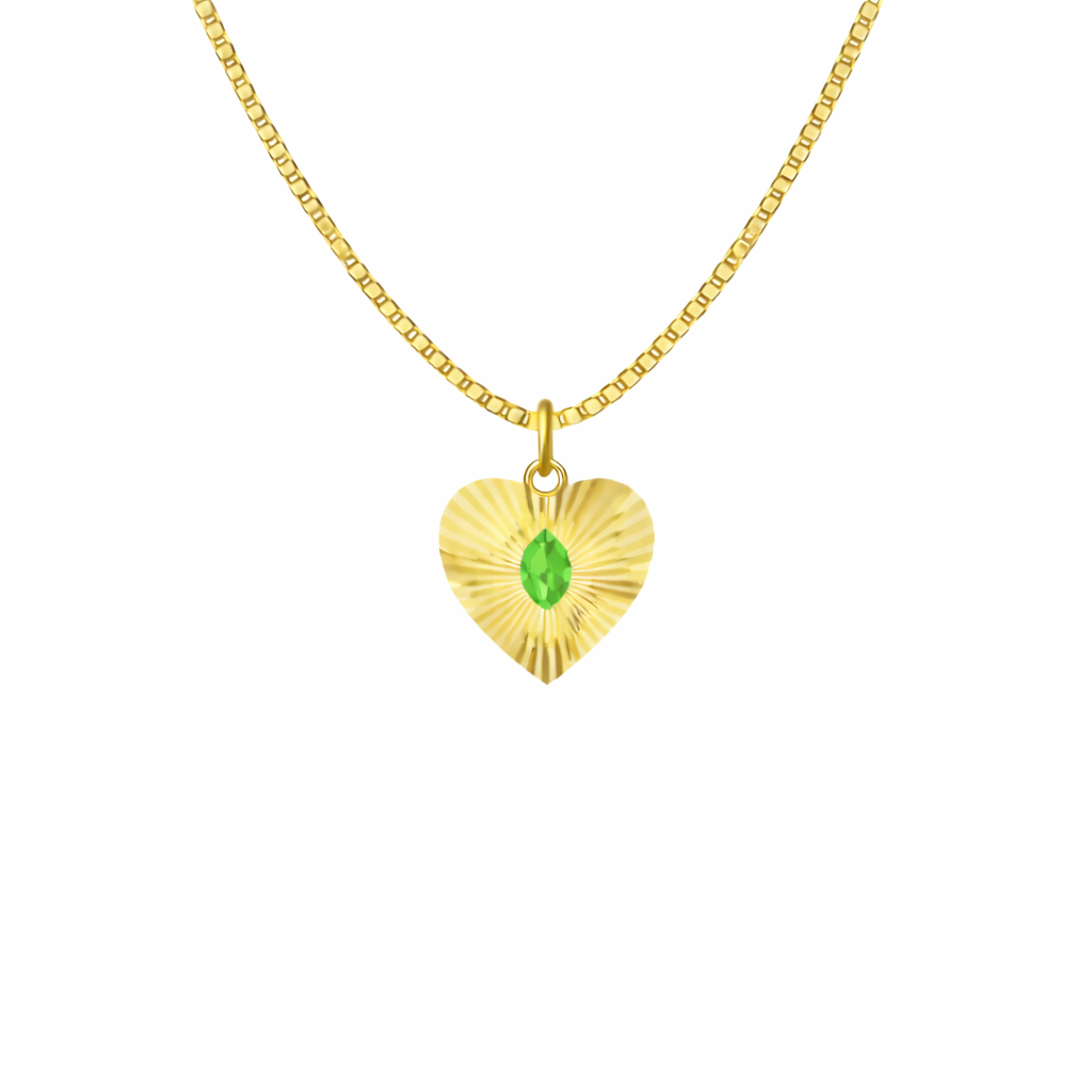 Birth Stone Heart Pendant Necklace