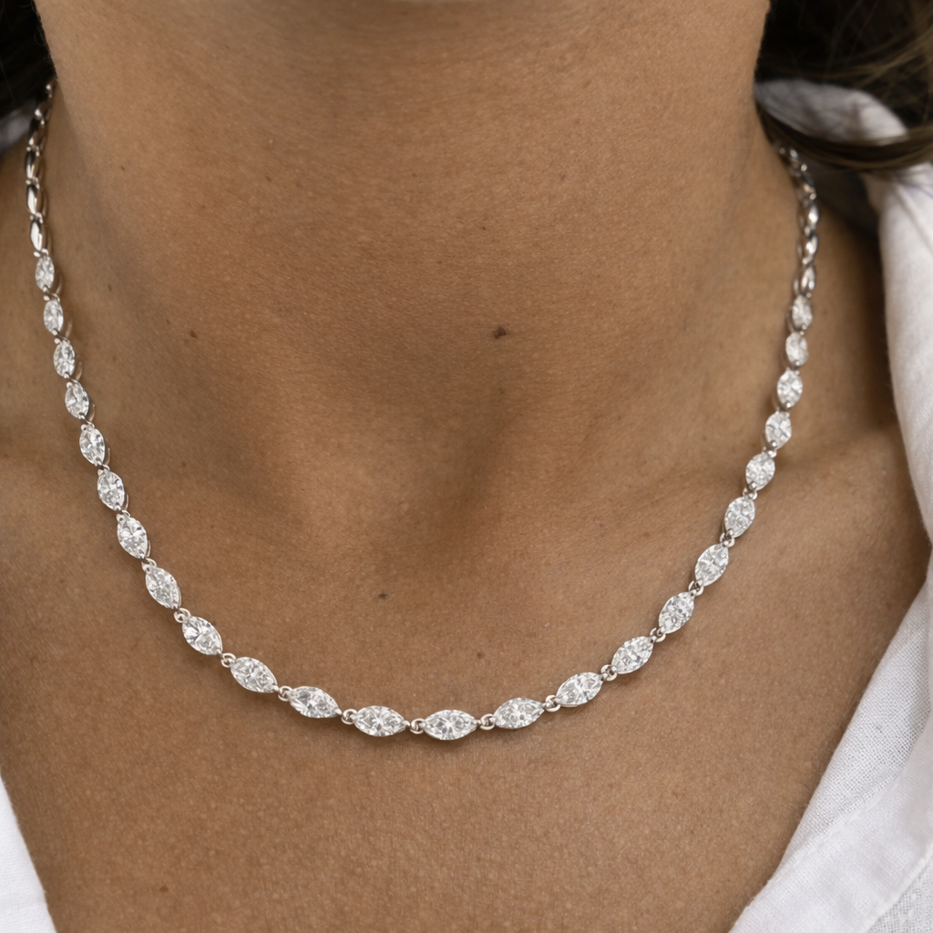 Marquise shaped tennis necklace