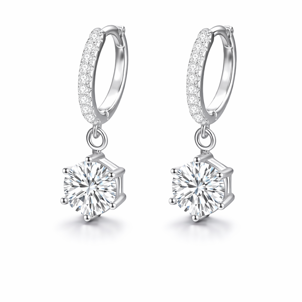 Hoop Diamond Drop Earrings